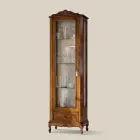 Klasická vitrína do obývacího pokoje z ořechového dřeva 1 dveře Made in Italy - Ronald Viadurini