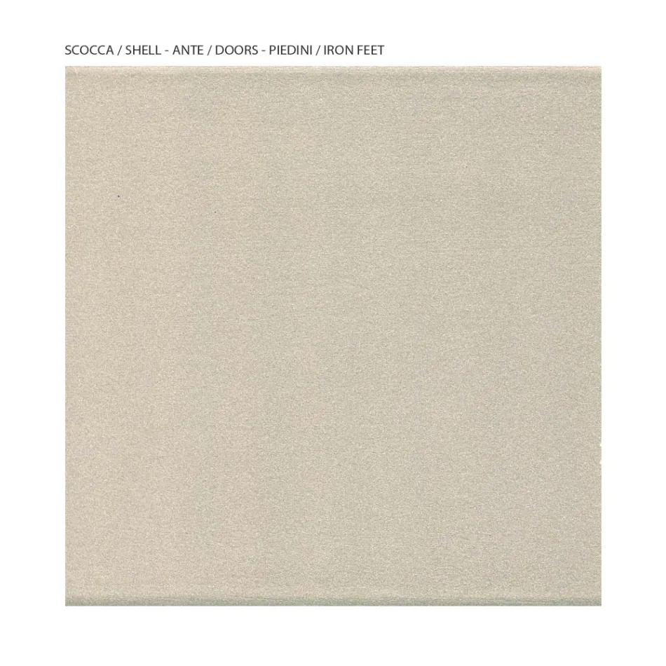 Obývací pokojová vitrína s 1 dveřmi z MDF, povrch nikl, Made in Italy - Hilde Viadurini