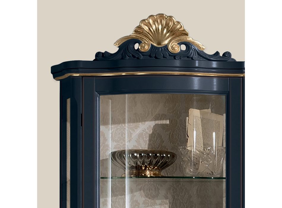 Dřevěná vitrína do obývacího pokoje s 1 luxusními dveřmi Made in Italy - Leonor Viadurini