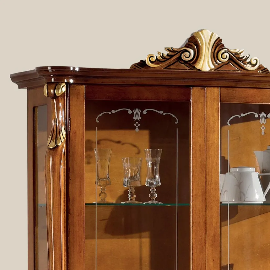 Dřevěná vitrína do obývacího pokoje se 2 dveřmi Classic Made in Italy - Cambrige Viadurini