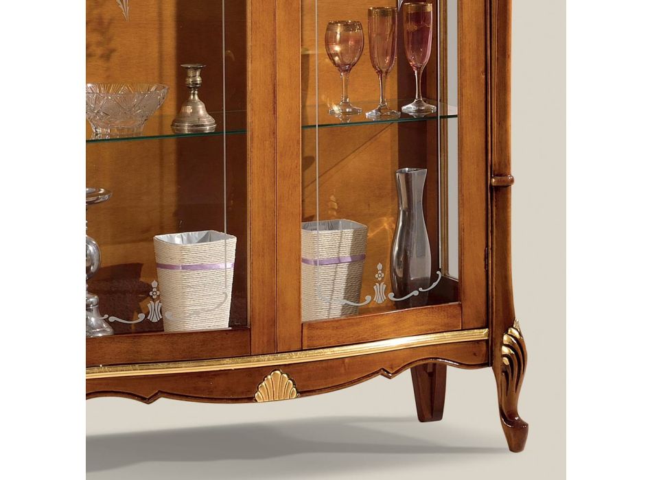 Dřevěná vitrína do obývacího pokoje se 2 dveřmi Classic Made in Italy - Cambrige Viadurini