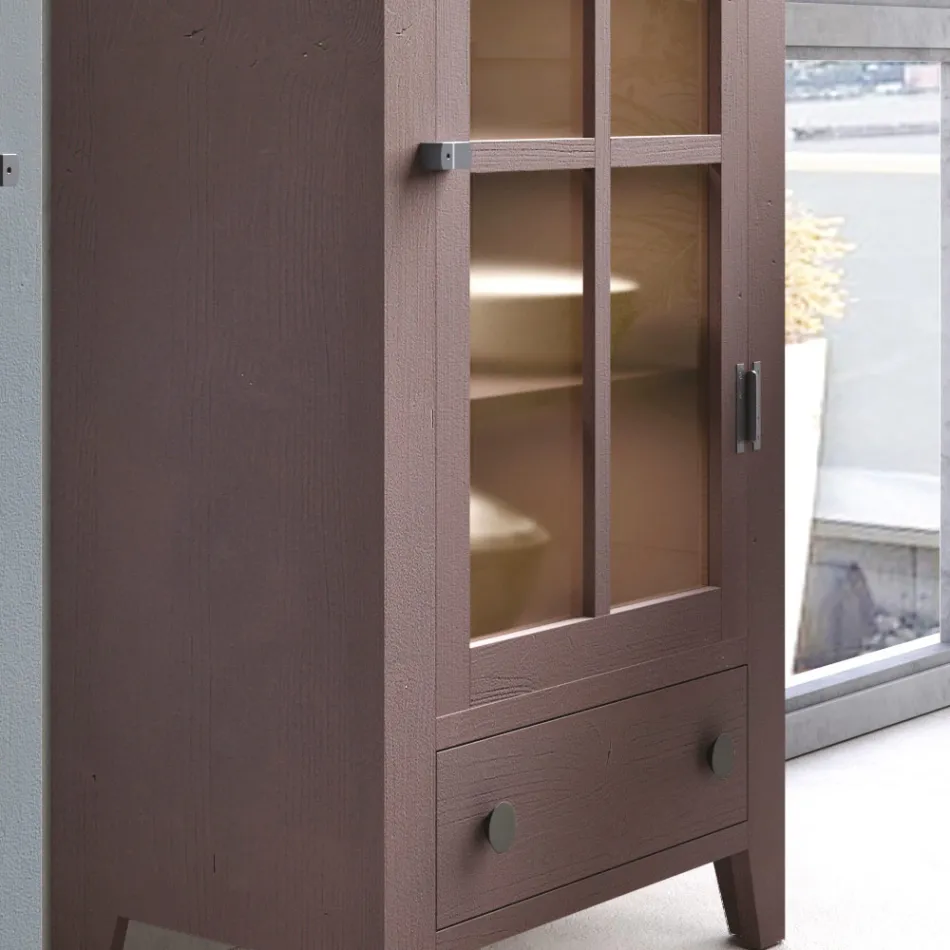 Vitrína do obývacího pokoje z masivního jedlového dřeva vyrobeného v Itálii - Pascual Viadurini