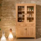 Vitrína do obývacího pokoje Sanda z masivního teakového dřeva se 4 dvířky a 3 zásuvkami Viadurini