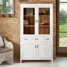 Vitrína do obývacího pokoje Sanda z masivního teakového dřeva se 4 dvířky a 3 zásuvkami Viadurini