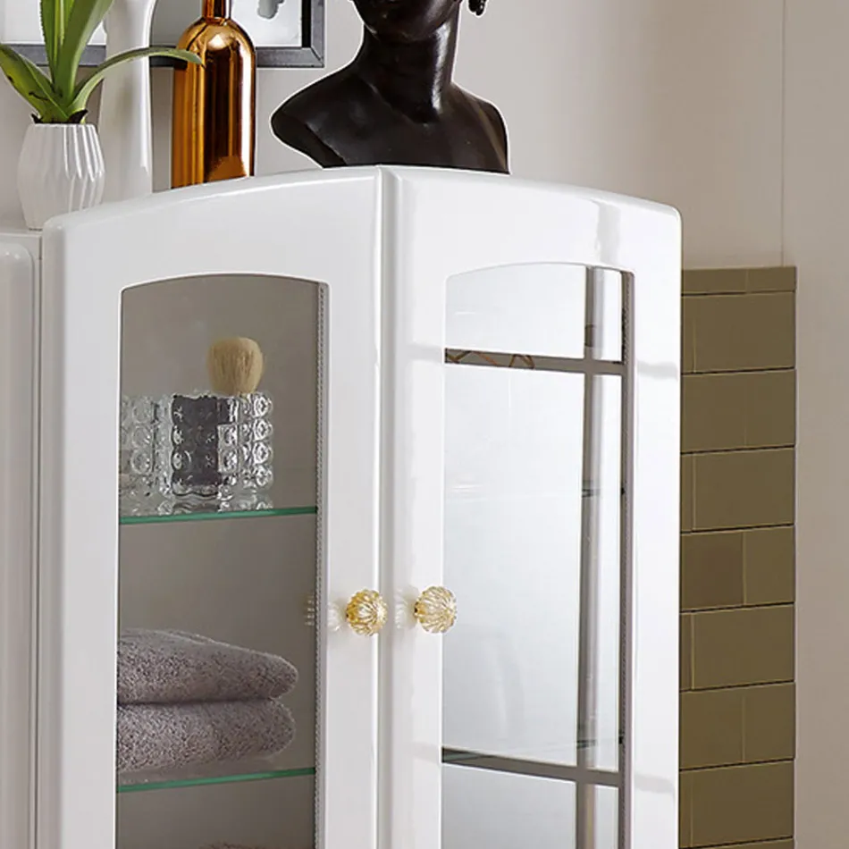 Jednobarevná koupelnová vitrína se 2 dvířky a skleněnými policemi - Candy Viadurini