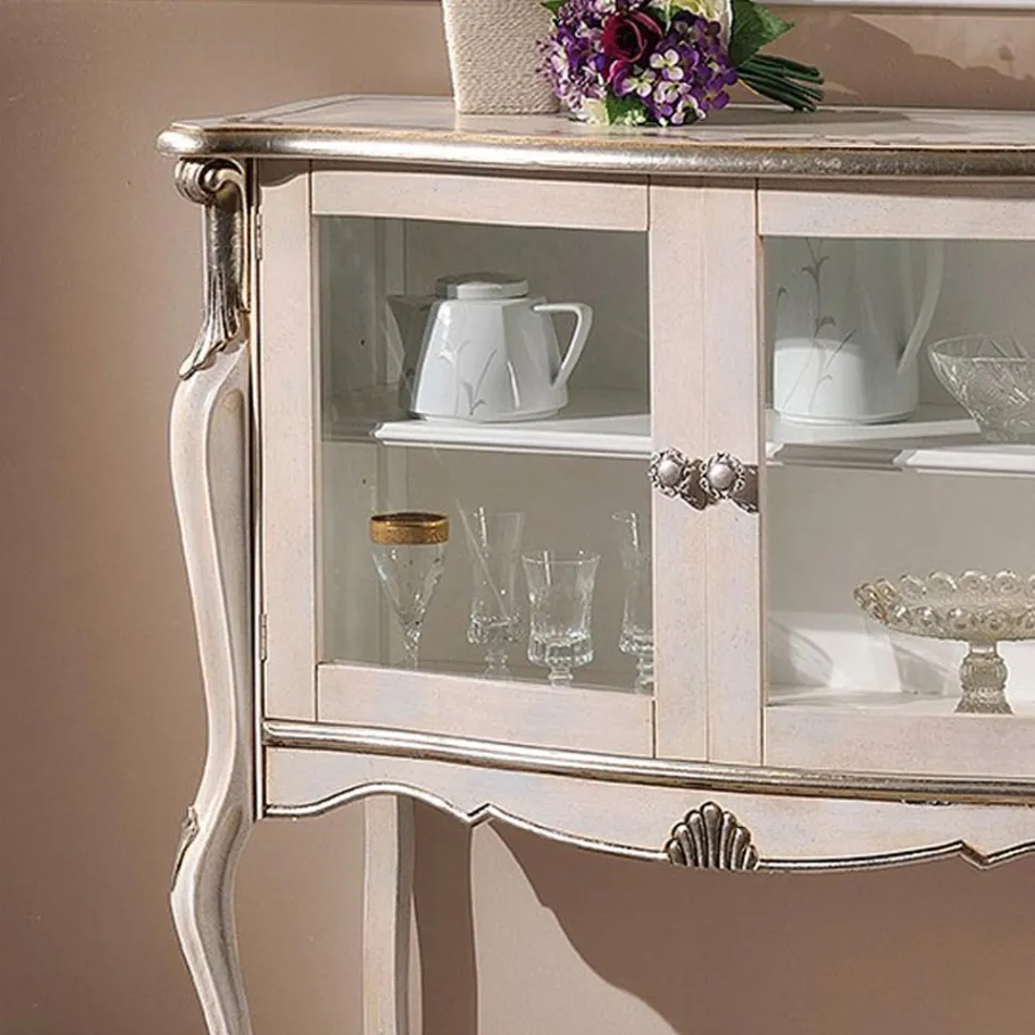 Vitrína obývacího pokoje 2 dveře z ořechového nebo bílého dřeva Made in Italy - London Viadurini