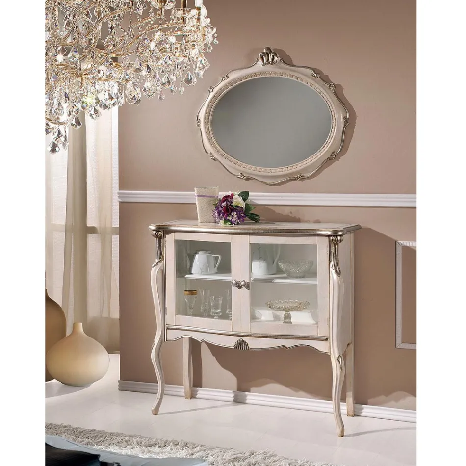 Vitrína obývacího pokoje 2 dveře z ořechového nebo bílého dřeva Made in Italy - London Viadurini