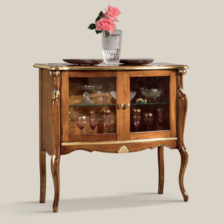 Vitrína obývacího pokoje 2 dveře z ořechového nebo bílého dřeva Made in Italy - London Viadurini