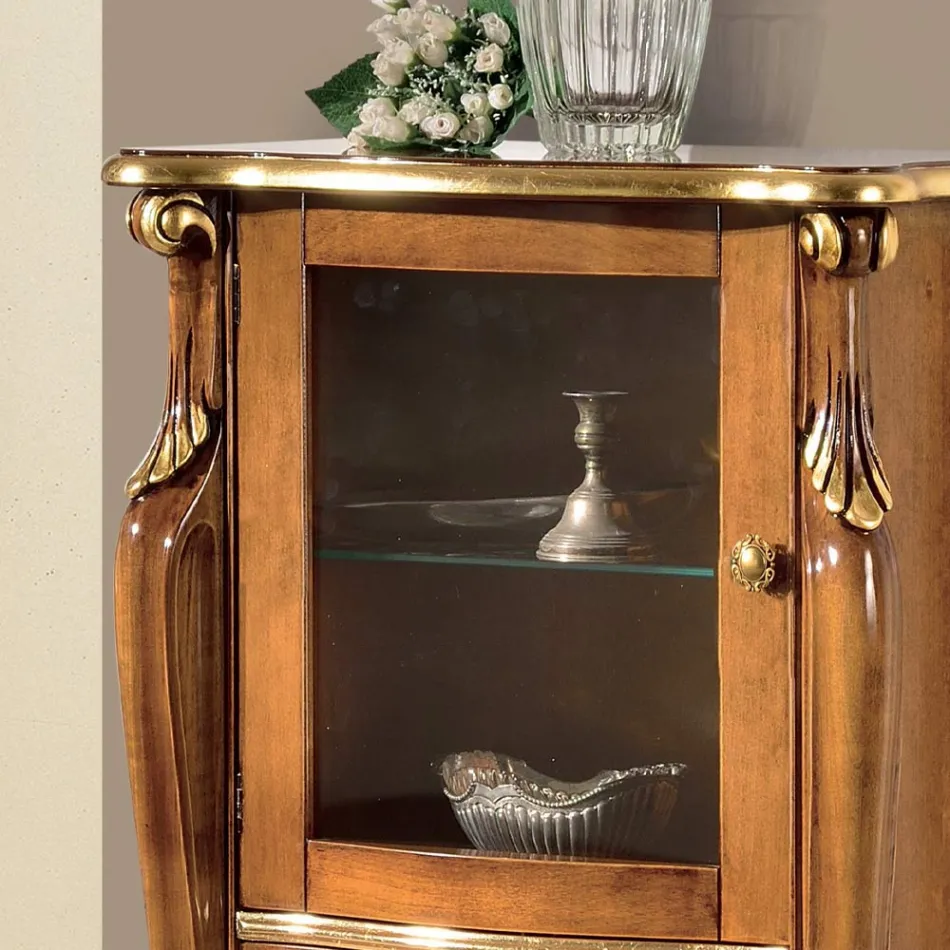 Vitrína do obývacího pokoje s 1 skleněnými dvířky a 3 zásuvkami Made in Italy - London Viadurini