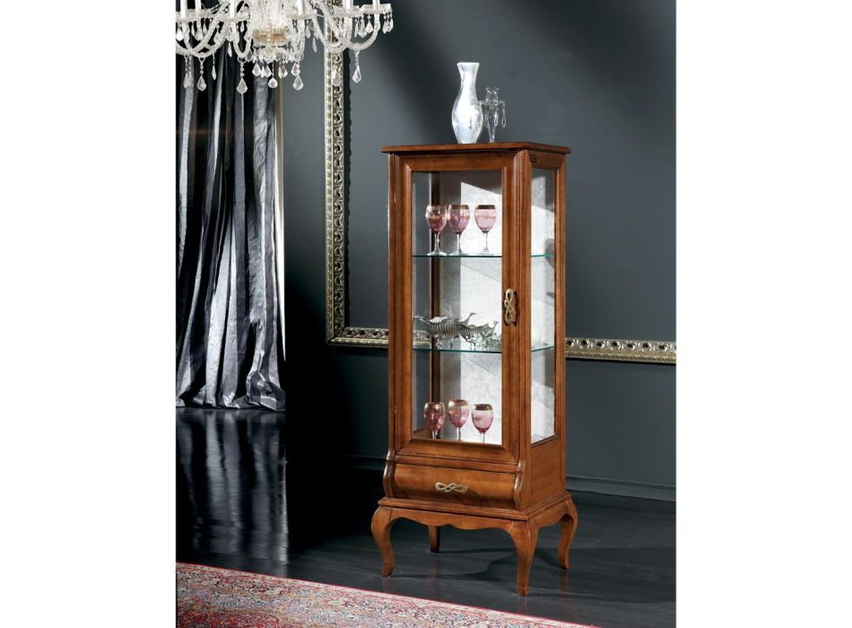 Luxusní vitrína do obývacího pokoje z klasického ořechového dřeva Made in Italy – Hastings Viadurini