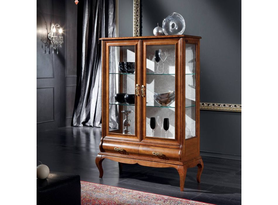 Luxusní vitrína do obývacího pokoje z klasického ořechového dřeva Made in Italy - Hastings Viadurini