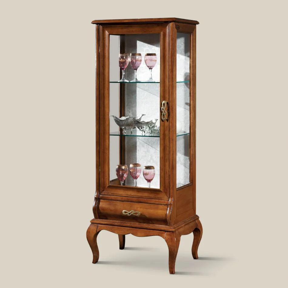 Luxusní vitrína do obývacího pokoje z klasického ořechového dřeva Made in Italy – Hastings Viadurini