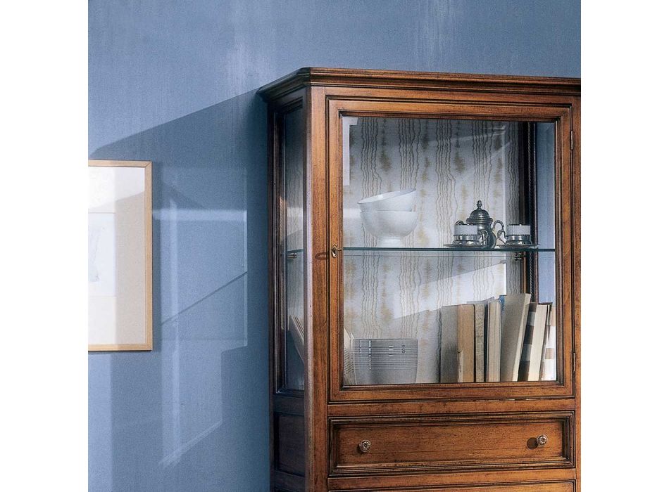 Vysoká vitrína se 2 dveřmi a 1 zásuvkou ze dřeva Bassano, Francie Made in Italy - Kidili Viadurini