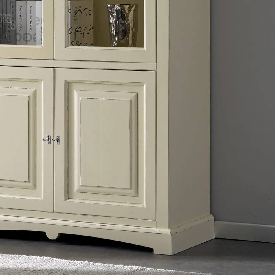 Vitrína se 2 dřevěnými dvířky a 2 skleněnými dvířky Made in Italy - Fenrir Viadurini