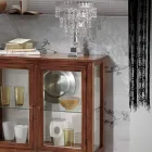 Vitrína se skleněnými policemi a čalouněnými zády Made in Italy - Assur Viadurini