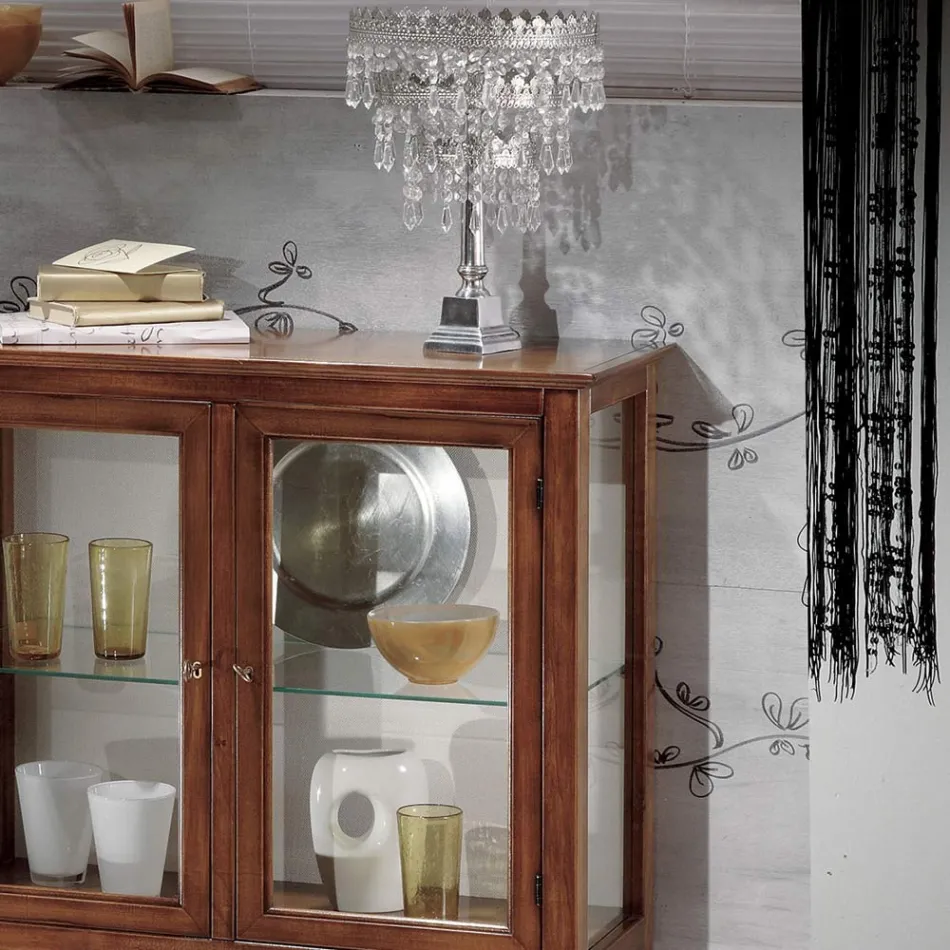 Vitrína se skleněnými policemi a čalouněnými zády Made in Italy - Assur Viadurini