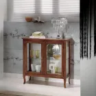 Vitrína se skleněnými policemi a čalouněnými zády Made in Italy - Assur Viadurini