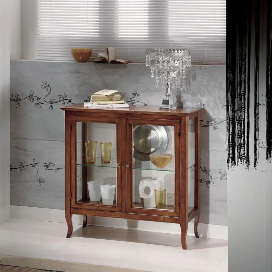 Vitrína se skleněnými policemi a čalouněnými zády Made in Italy - Assur Viadurini