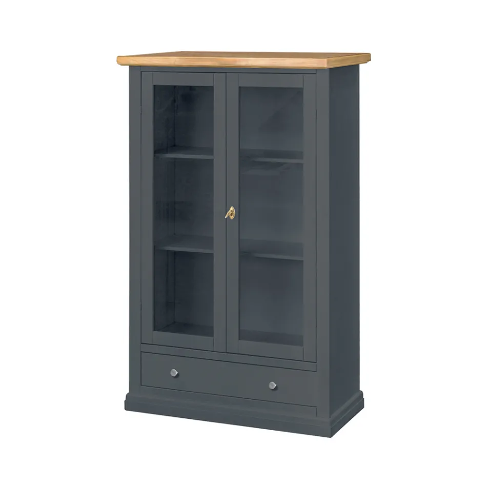 Dřevěná vitrína s 1 zásuvkou, 2 dvířky a 2 policemi Made in Italy - Nanna Viadurini