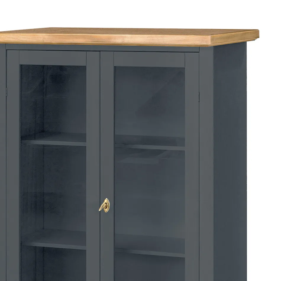 Dřevěná vitrína s 1 zásuvkou, 2 dvířky a 2 policemi Made in Italy - Nanna Viadurini