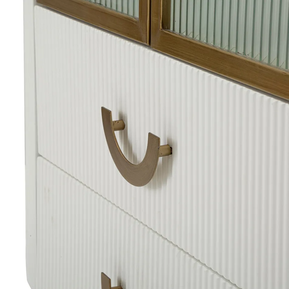 Dřevěná vitrína s horními a zaoblenými vložkami se 2 dvířky a 2 zásuvkami - Rachel Viadurini