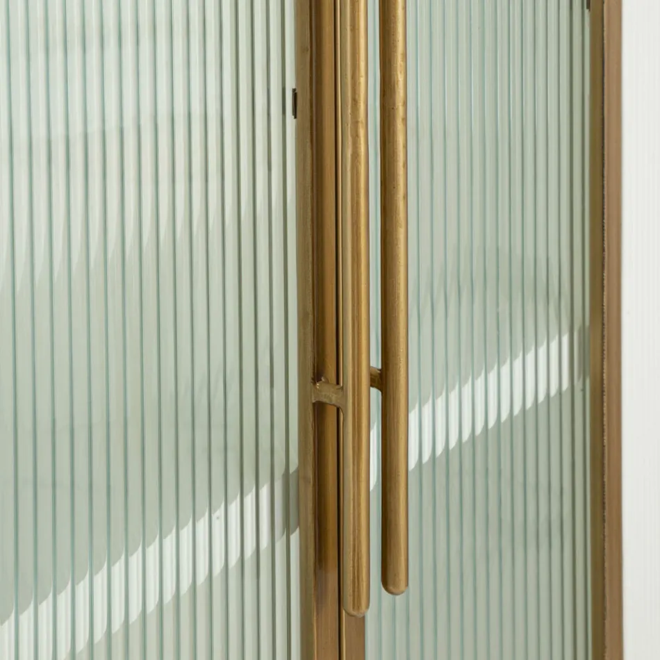 Dřevěná vitrína s horními a zaoblenými vložkami se 2 dvířky a 2 zásuvkami - Rachel Viadurini