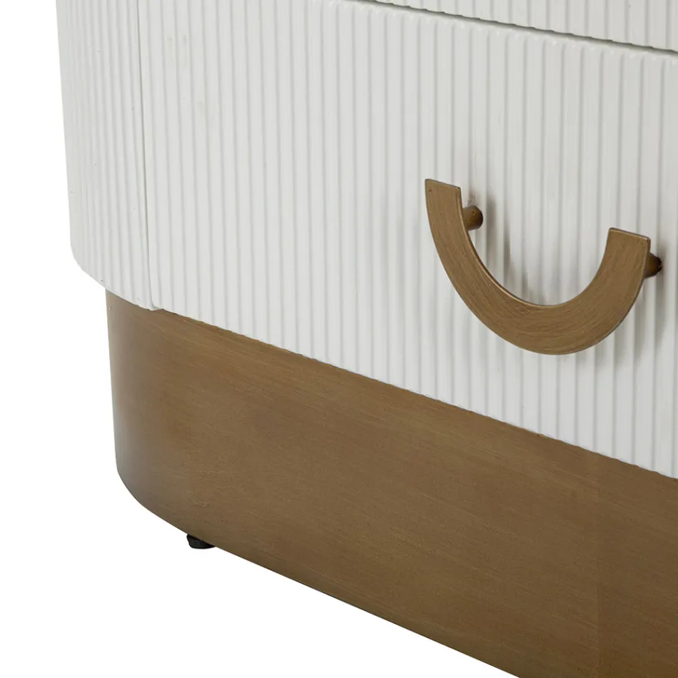 Dřevěná vitrína s horními a zaoblenými vložkami se 2 dvířky a 2 zásuvkami - Rachel Viadurini