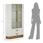 Dřevěná vitrína s horními a zaoblenými vložkami se 2 dvířky a 2 zásuvkami - Rachel Viadurini