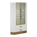 Dřevěná vitrína s horními a zaoblenými vložkami se 2 dvířky a 2 zásuvkami - Rachel Viadurini