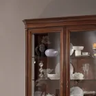 Dřevěná vitrína v povrchové úpravě patinovaný ořech s dekorem lilie Made in Italy - Women Viadurini