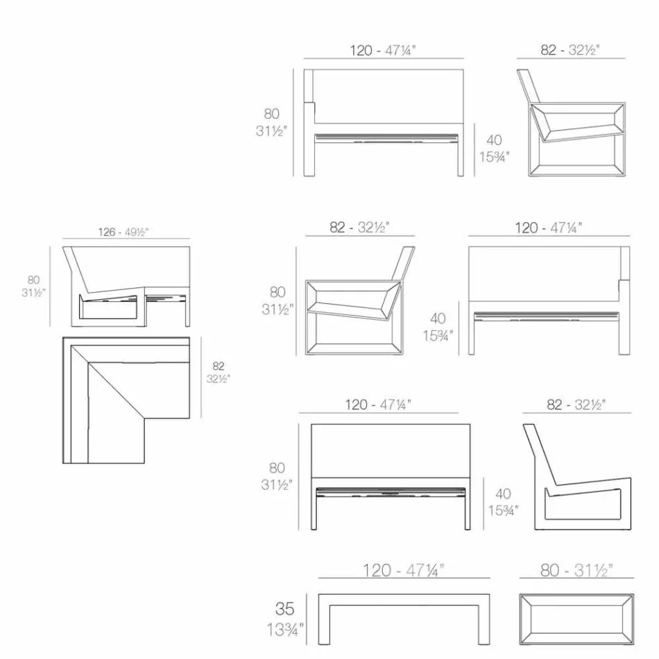 Zahradní salonek Vondom Frame s moderním designem Viadurini