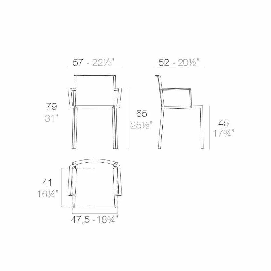 Křesla Vondom Quartz s područkami moderního designu Viadurini