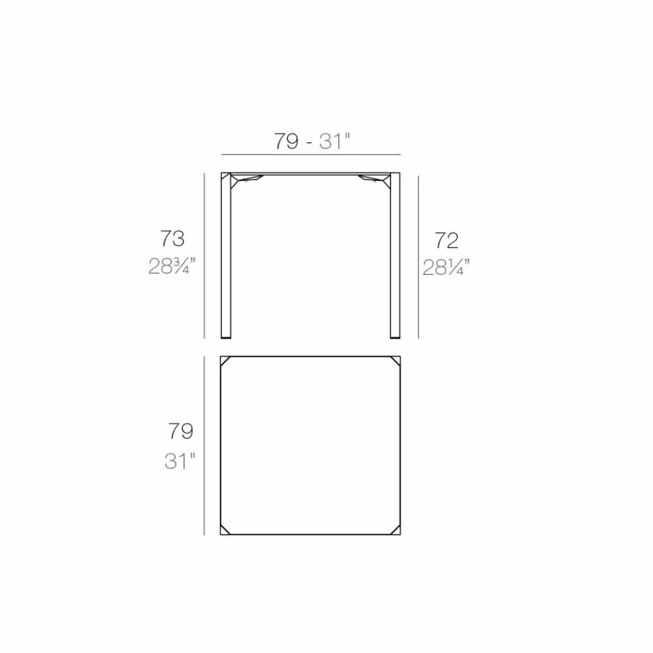 Vondom Quartz venkovní čtvercový stůl moderního designu Viadurini
