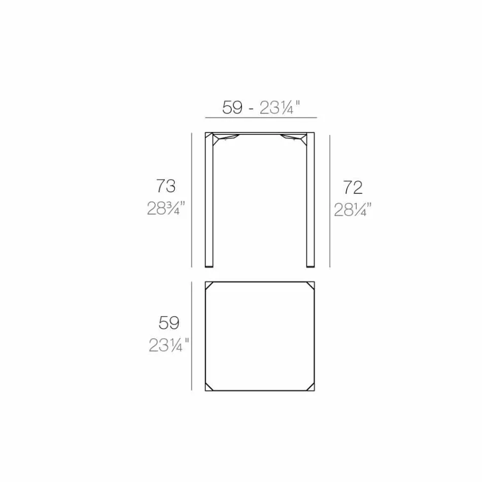 Vondom Quartz venkovní čtvercový stůl moderního designu Viadurini