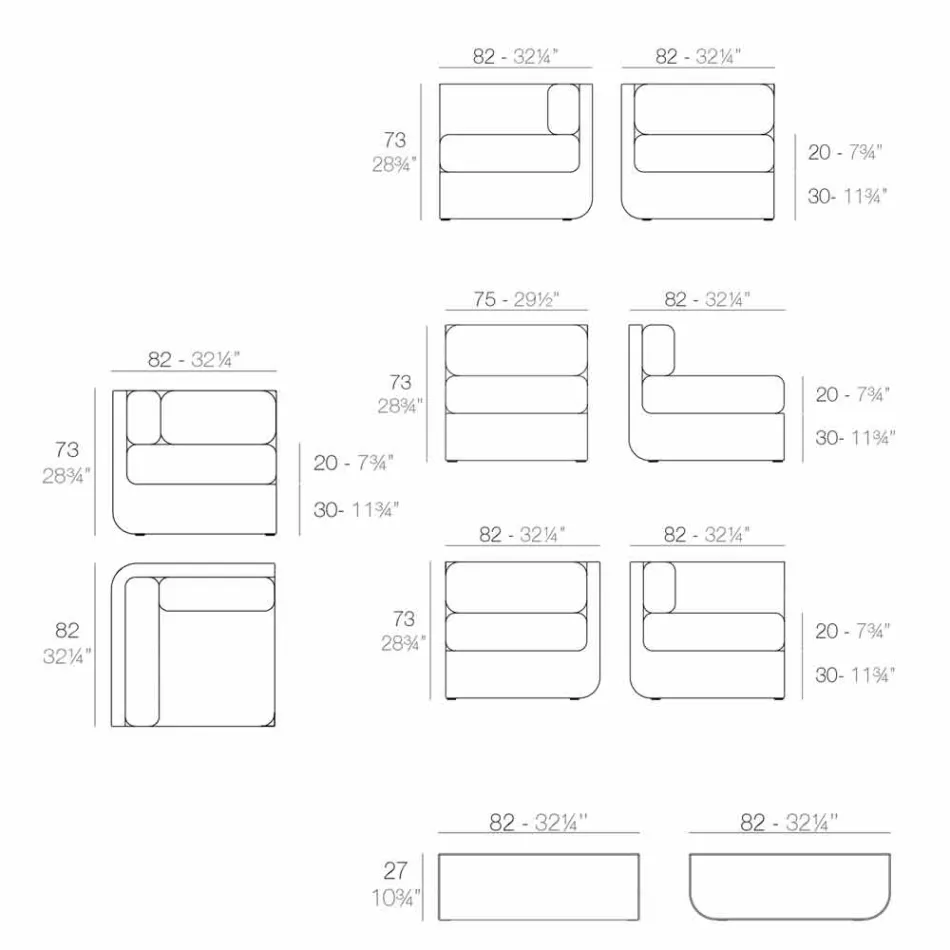 Vondom Ulm složení taupe design zahradní salonek Viadurini