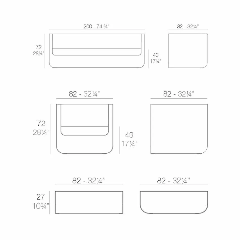 Venkovní salonek Vondom Ulm s moderním bílým designem Viadurini