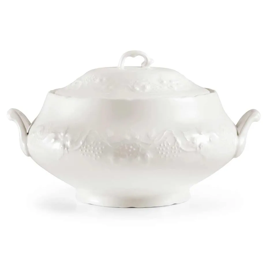 Velký turecký talíř a podnos v bílém porcelánovém zdobeném designu - Gimignano Viadurini